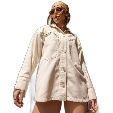 Imagem de JAQUETA JEANS FEMININA OVERSIZED COM APLICAÇÃO-Feminino
