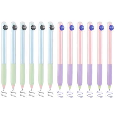 Imagem de Aozora Lindas canetas apagáveis clique ponta fina 0,7 mm canetas de gel apagáveis retráteis para completar sudoku e palavras cruzadas, pacote com 12 (preto e azul)