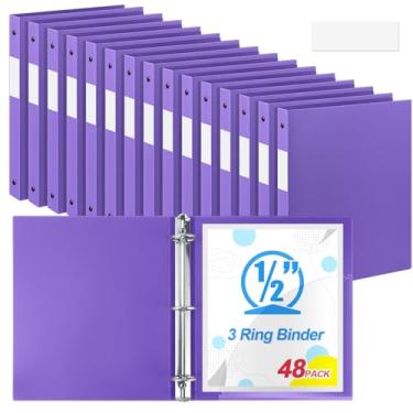 Imagem de Henoyso 48 fichários de 3 anéis redondos de 1/5.1 cm, tamanho carta, 20,3 cm x 28 cm, fichário flexível de plástico, comporta 100 folhas com 1 bolso, organizador versátil para escritório, casa, escola