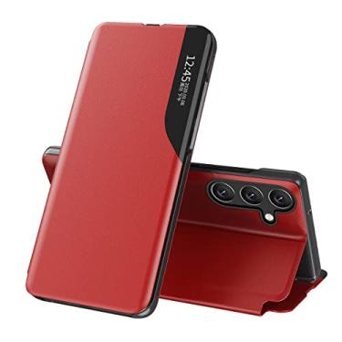 Imagem de COTDINFOR Capa para Samsung Galaxy A36 5G, Galaxy A36 5G, capa de couro transparente com suporte, flip magnético, capa protetora à prova de choque para Samsung Galaxy A36 5G, Windows Vermelho