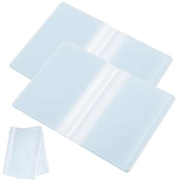 Imagem de Wanmu Conjunto de 2 porta-cartões de crédito transparentes, inserção de carteira de plástico com 10 compartimentos de proteção para identificação de fotos, compatível com carteiras duplas masculinas e