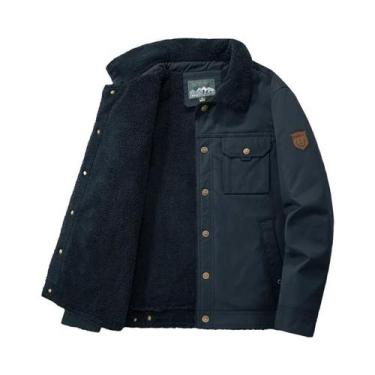 Imagem de Jaqueta De Inverno Masculina Em Fleece, Grossa, Quente, À Prova De Ven