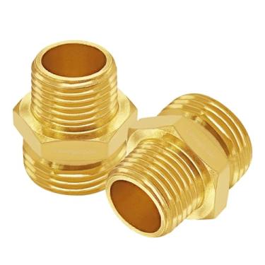 Imagem de Lovegarden 2 peças 1/5.1 cm NPT x 3/10.2 cm GHT conector macho, adaptador de mangueira de jardim de latão para industrial, cozinha, irrigação, chuveiro, conexão de tubulação de linha de abastecimento