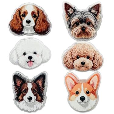 Imagem de 6 peças de clipe de acrílico para fichário - design de animal de desenho animado de dupla face, clipes de saco de notas e lanches, grampos de papel para casa, escritório, escola e organizador de mesa