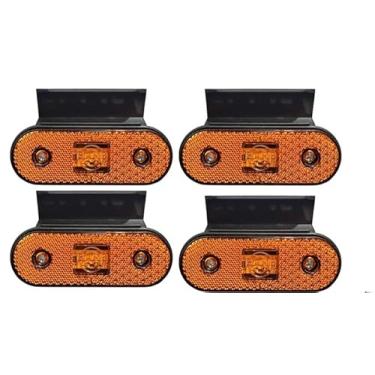 Imagem de Lanterna Delimitadora Lateral LED Âmbar 12V/24V Kit 4Un Universal Caminhão Carreta Reboque Sinalizador, IP65 e Alta Luminosidade