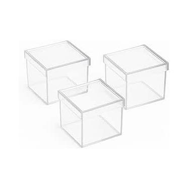 Imagem de Caixa Acrílica 6x6x5cm | Lembrancinhas Brindes Doces Casamento Chá de Bebê 10/20/30/40/50 Unidades (6X6 10 UNIDADES)