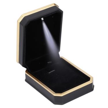 Imagem de Cryfokt Caixa de Colar de Joias Preta Fosca LED Com Interior de Veludo para Presente de Decoração do Dia Dos Namorados, Estojo de Armazenamento de Pingente de Plástico para o Dia Dos Namorados