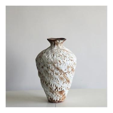 Imagem de Vaso de cerâmica vaso de grés arranjo de flores retrô feito à mão Homestay Hotel Zen ornamentos vasos de flores (B)