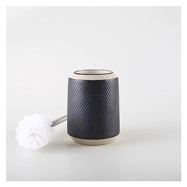 Imagem de Escova de vaso sanitário nórdica retrô de cerâmica para banheiro conjunto de suporte de escova de cabo longo esfregão de vaso sanitário