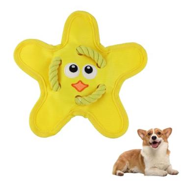Imagem de Andiker Brinquedos de cachorro estridente, brinquedos fofos para mastigar cães em forma de estrela com papel enrugado, cordas fortes, cores brilhantes, brinquedos interativos para cães, pequenos e