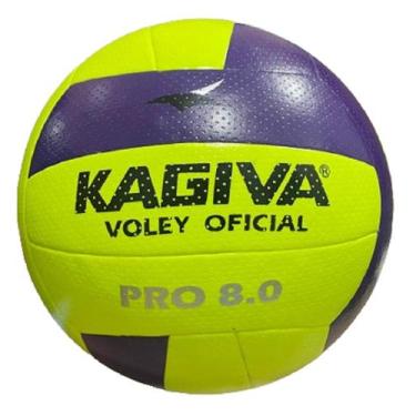 Imagem de Bola volei kagiva 8.0 pro oficial - cor: amarelo fluor/violeta