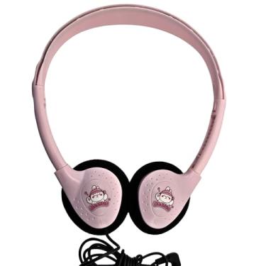 Imagem de WEBDARAZ Fones de ouvido infantis com fio, design fofo de desenho animado, interface de 3,5 mm, fone de ouvido colorido durável com cabo flexível, para escola e música (rosa)