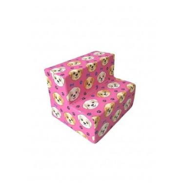 Imagem de Pet de Espuma 3 Degraus para Cães e Gatos de Pequeno Porte Rampas de Mobilidade Suaves e Seguras (ROSA 2 DEGRAUS)