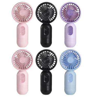 Imagem de VanSmaGo [Mini ventiladores portáteis, pacote com 6, ventilador pequeno portátil pessoal com 3 velocidades para viagens, ventilador de cílios recarregável por USB, preto, azul, roxo, rosa