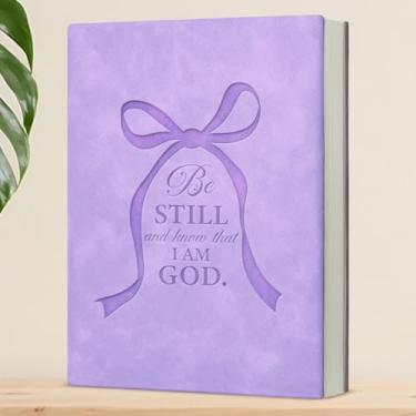 Imagem de Caderno cristão Coquette Bow com versículo da Bíblia religiosa, presentes espirituais para mulheres católicas, Be Still and Know That I Am God, roxo