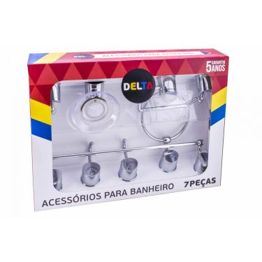 Imagem de Kit De Banheiro Linha Delta 7 Peças Cromado Cristal