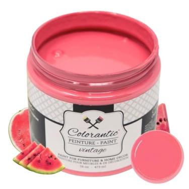 Imagem de Colorantic | Melancia | Tinta de giz rosa para móveis, armários e cozinha | Solução de artesanato DIY interior tudo-em-um, acabamento decorativo de madeira e parede, reforma multisuperfície (473 g)