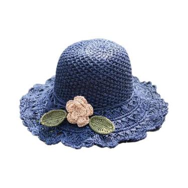 Imagem de Chapéu De Sol Feminino De Palha Com Aba Larga E Crochê, Elegante Para 