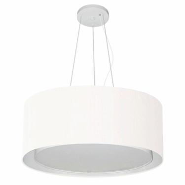 Imagem de Lustre Pendente Cilíndrico Duplo Vivare Md-4124 Cúpula Em Tecido 50x25cm - Bivolt Branco 127/220v