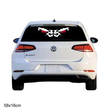 Imagem de Adesivo Sem Resina Plotado Parabrisa Bicho Papão Carro 58X18 Cm Preto