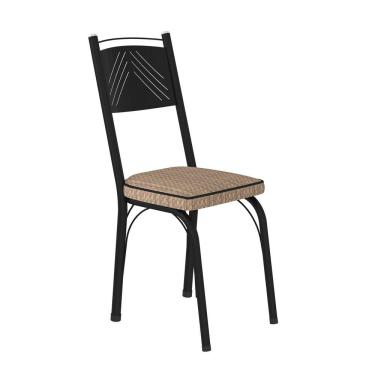 Imagem de Conjunto Mesa De Jantar Tubular Com 4 Cadeiras Malva Tampo Bp 91x68cm 151 Preto Fosco Assento Rattan - Combo Stock