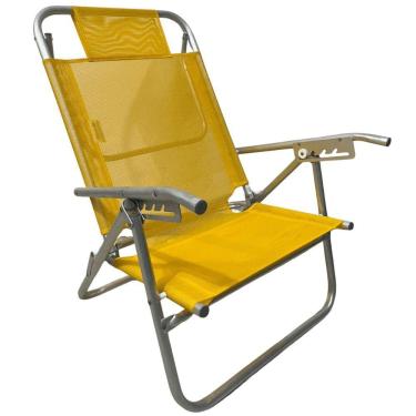 Imagem de Cadeira De Praia Conforto Oversize Reclinavel 140kg Ronchetti Amarelo