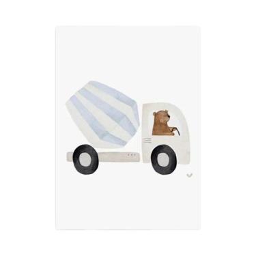 Imagem de Arte De Parede Em Tela Aquarela Com Tema De Urso Boho, Empilhadeira E 