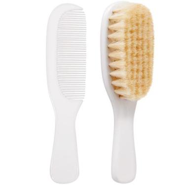 Imagem de Kit pente e escova para bebê cerdas naturais - BUBA