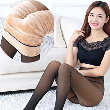 Imagem de Meia Calça Feminina Térmica Flanelada Translucida com Pé 200g - like4y