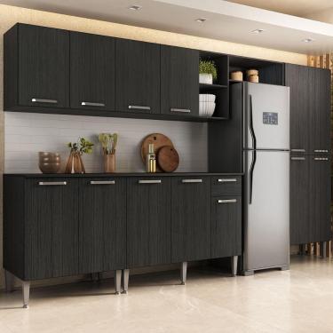 Imagem de Armário Cozinha Modulada Completa 298cm Pequim Top Multimóveis Mp3769 Preto