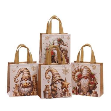 Imagem de Saco de presente Gold Christmas Nonwoven Laminado 23x22x11cm 10 unidad