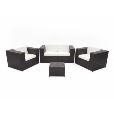 Imagem de Conjunto Sofá e Poltronas Quadrado fibra sintética Jardim Varanda 