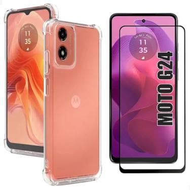 Imagem de Kit Capa Capinha Transparente e Película De Vidro 3D Para Motorola Moto G24
