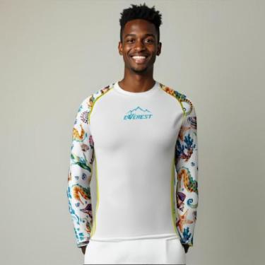 Imagem de Camiseta Estampada Masculina Uv50 Manga Longa Branca Outono/Inverno - 