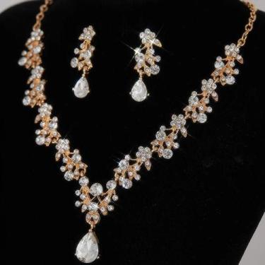 Imagem de Conjunto De Colar E Brincos De Luxo Para Noivas Com Zircônia E Strass,