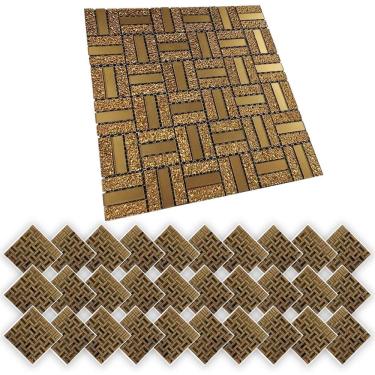 Imagem de Pastilha De Vidro Kit 30 Uni Adesivo Parede Cozinha Banheiro Sala Decorativa Aplicacao Facil Moderna Requintado Reforma