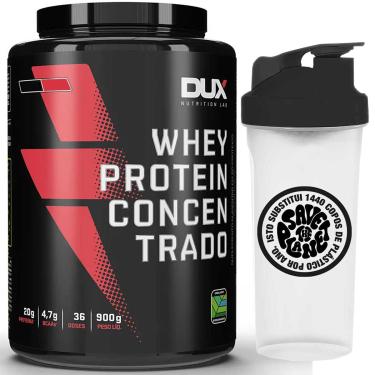 Imagem de Whey Protein Concentrado 900g Morango Dux + Coqueteleira 700mL