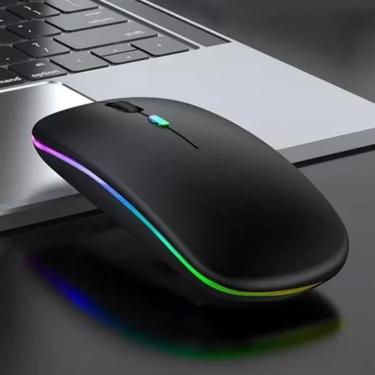 Imagem de Mouse Sem Fio Recarregável Led Rgb Silencioso 2.4 Ghz Gamer Home Office Preto