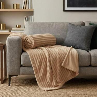 Imagem de Manta Casal Microfibra Canelada Soft 2,00m X 1,80m Cobertor Macio Avel