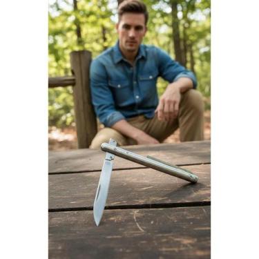 Imagem de Canivete Aço Inox Grande Cirúrgico Tipo Caneta Prateado - Congratulati