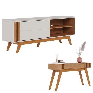 Imagem de Rack Bancada Otawa Off White Freijó Com Aparador Riviera Freijó - Colibri