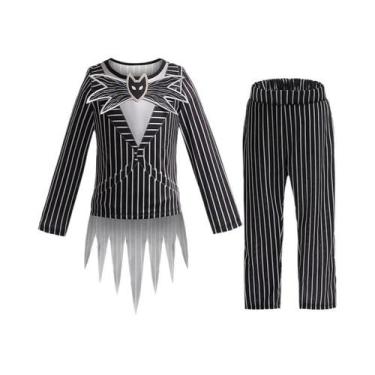 Imagem de Fantasia De Cosplay De Esqueleto Para Meninos, Conjunto Listrado De Du