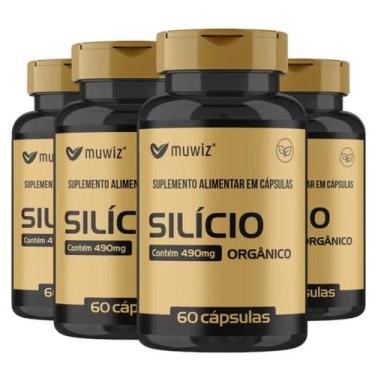 Imagem de Kit 4x Frascos Silício Orgânico Muwiz 490MG 60 Cápsulas Fortalecimento