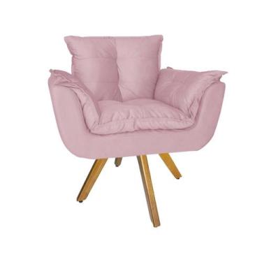 Imagem de Poltrona Decorativa Com Base Giratória De Madeira Consultório Opala Su