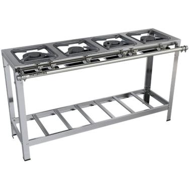 Imagem de Fogão Industrial Stori Premium 4 Bocas 30x30 Em Linha M8 Aço Inox 430 Metalmaq