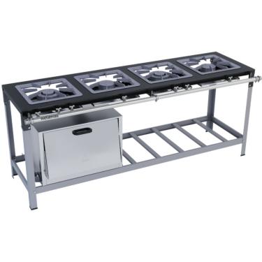 Imagem de Fogão Industrial Stori Premium 4 Bocas 40x40 Com Forno Em Linha M12 Pintado Metalmaq