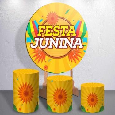 Imagem de Painel Redondo E Capas De Cilindro Sublimados Festa Junina - Thuco Dec