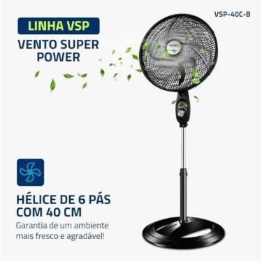 Imagem de Ventilador Coluna 40CM VSP-40C-NB PT Super Power COD : 290.104 - MONDI