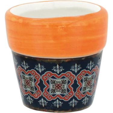 Imagem de CACHEPÔ VASO DECORATIVO PLANTA 6x6x6cm CERÂMICA LARANJA CARRICHE