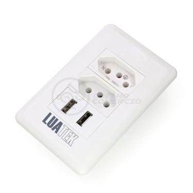 Imagem de Tomada de Parede com USB Modelo Luxo 10A 2 Entradas e 2 Portas 5V Branco Smart Bracelet